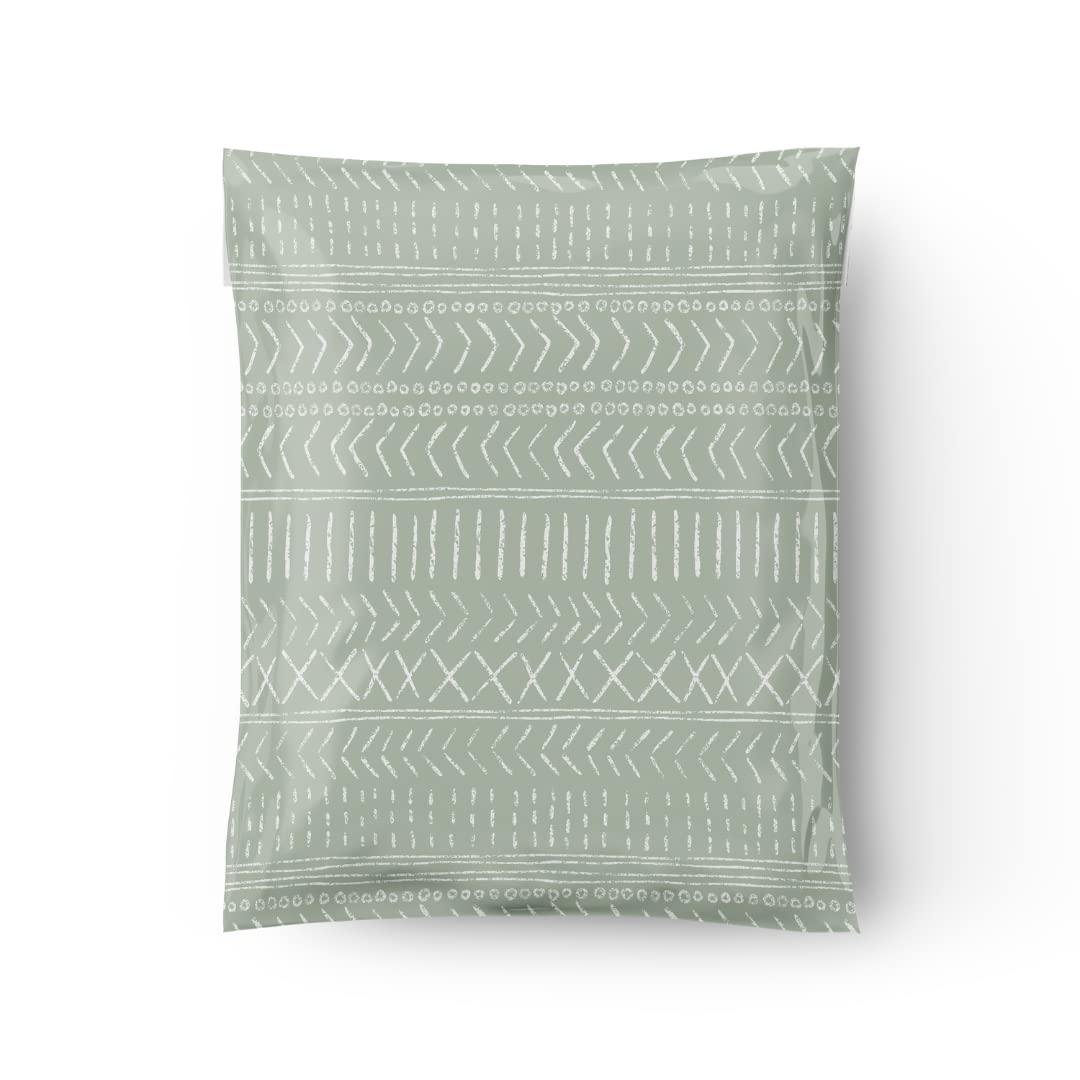 14.5x19 - Poly Mailer: Geo Boho Pattern (Sage Green)