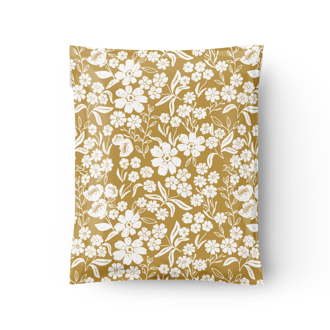 14.5x19 Poly Mailer: Floral Block Print (Yellow)