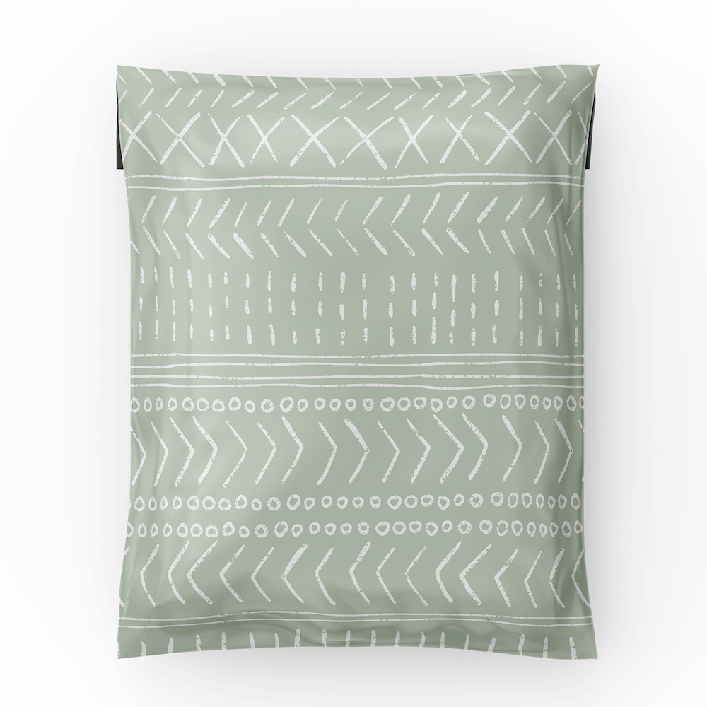 6x9 - Poly Mailer: Geo Boho Pattern (Pastel Green)