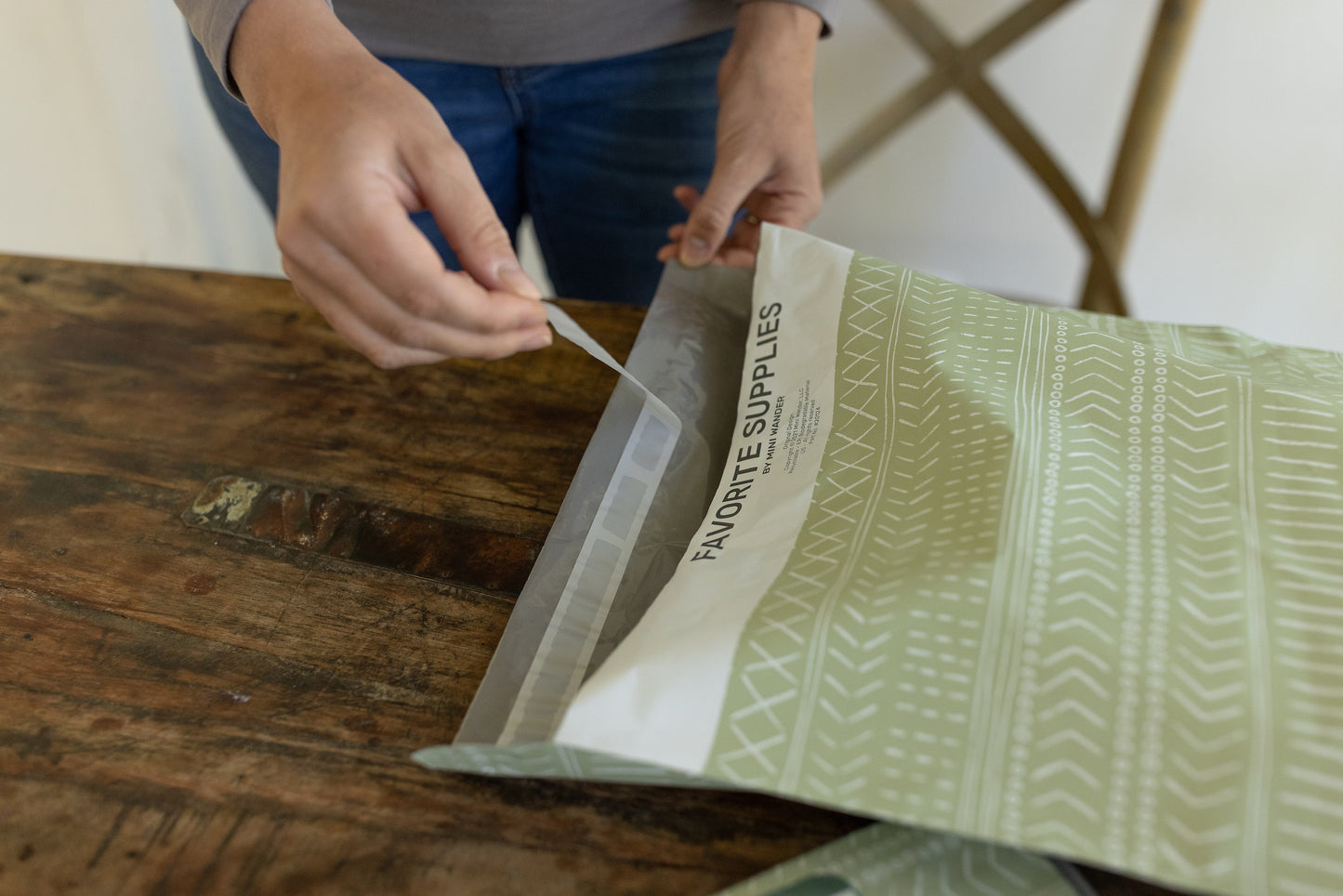 14.5x19 - Poly Mailer: Geo Boho Pattern (Sage Green)