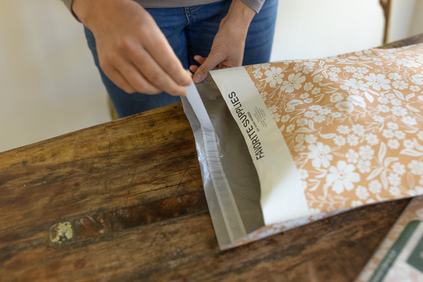 14.5x19 - Poly Mailer: Floral Block Print (Dusty Pink)