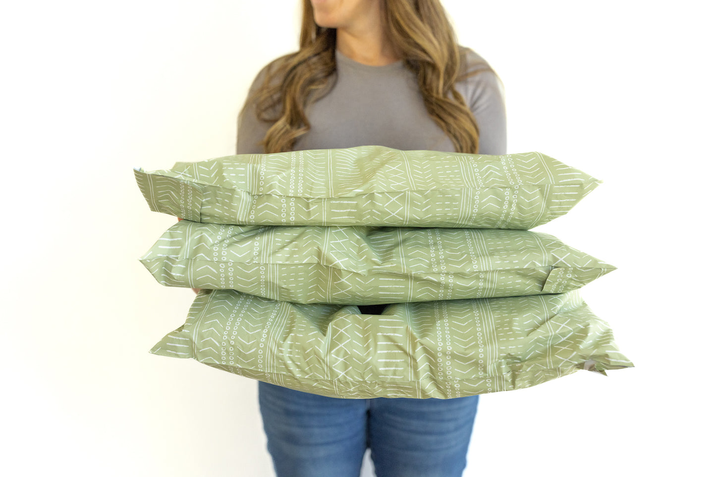 14.5x19 - Poly Mailer: Geo Boho Pattern (Sage Green)