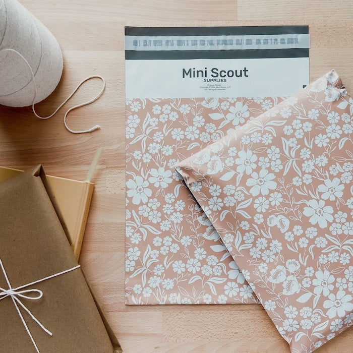 10x13 - Poly Mailer: Floral Block Print (Dusty Pink)