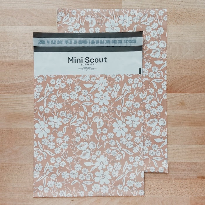 10x13 - Poly Mailer: Floral Block Print (Dusty Pink)