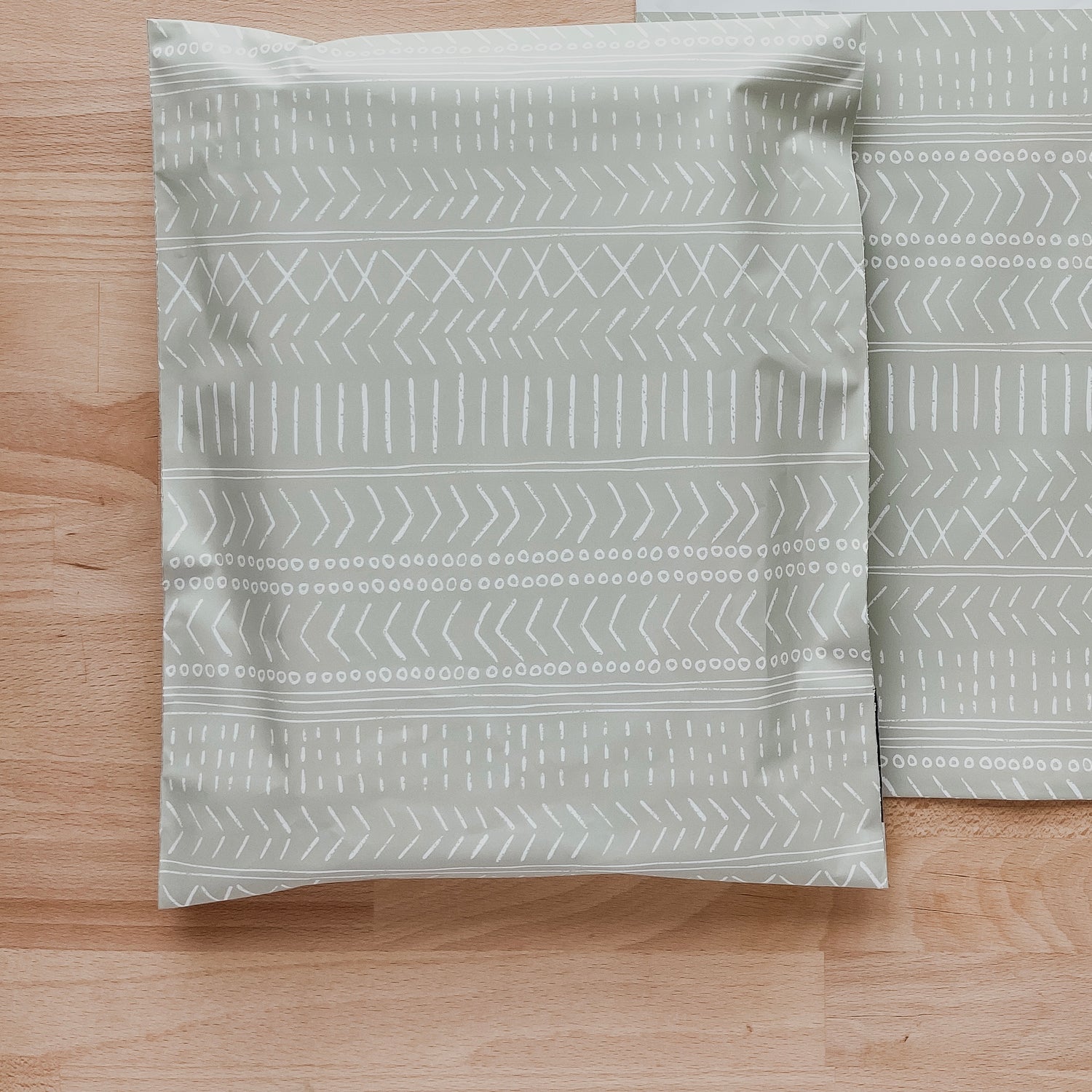 light green x and stripe boho pattern eco friendly poly mailer