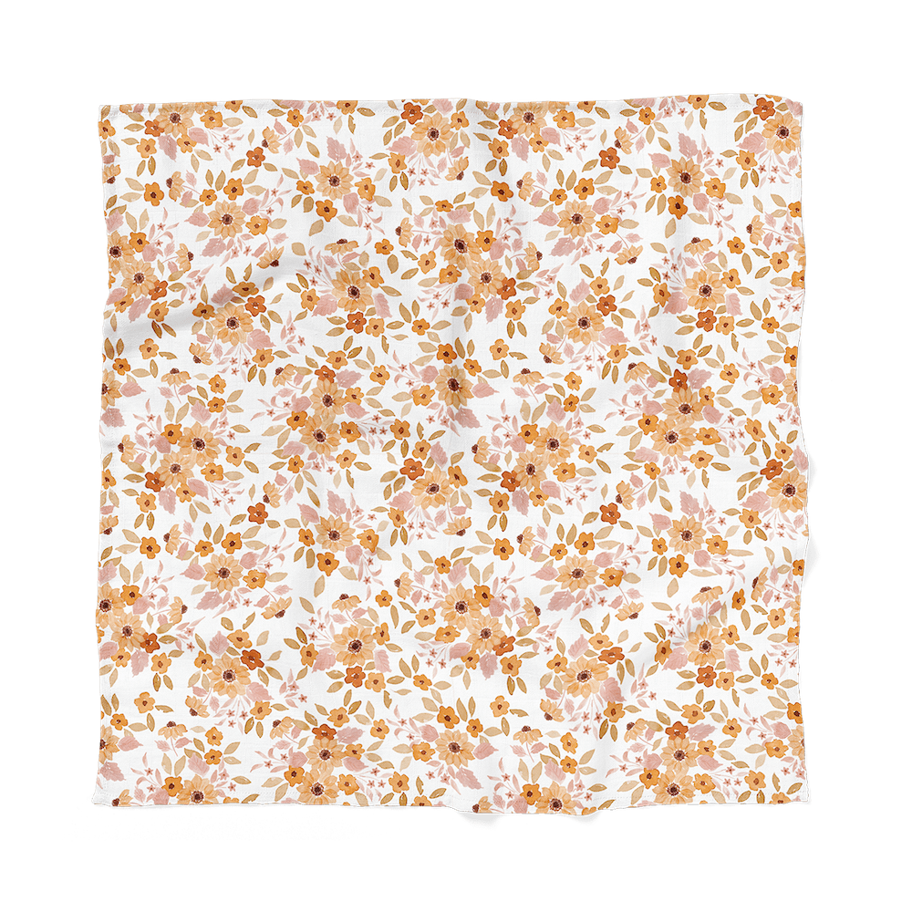 photo of the sunflower baby blanket laid flat