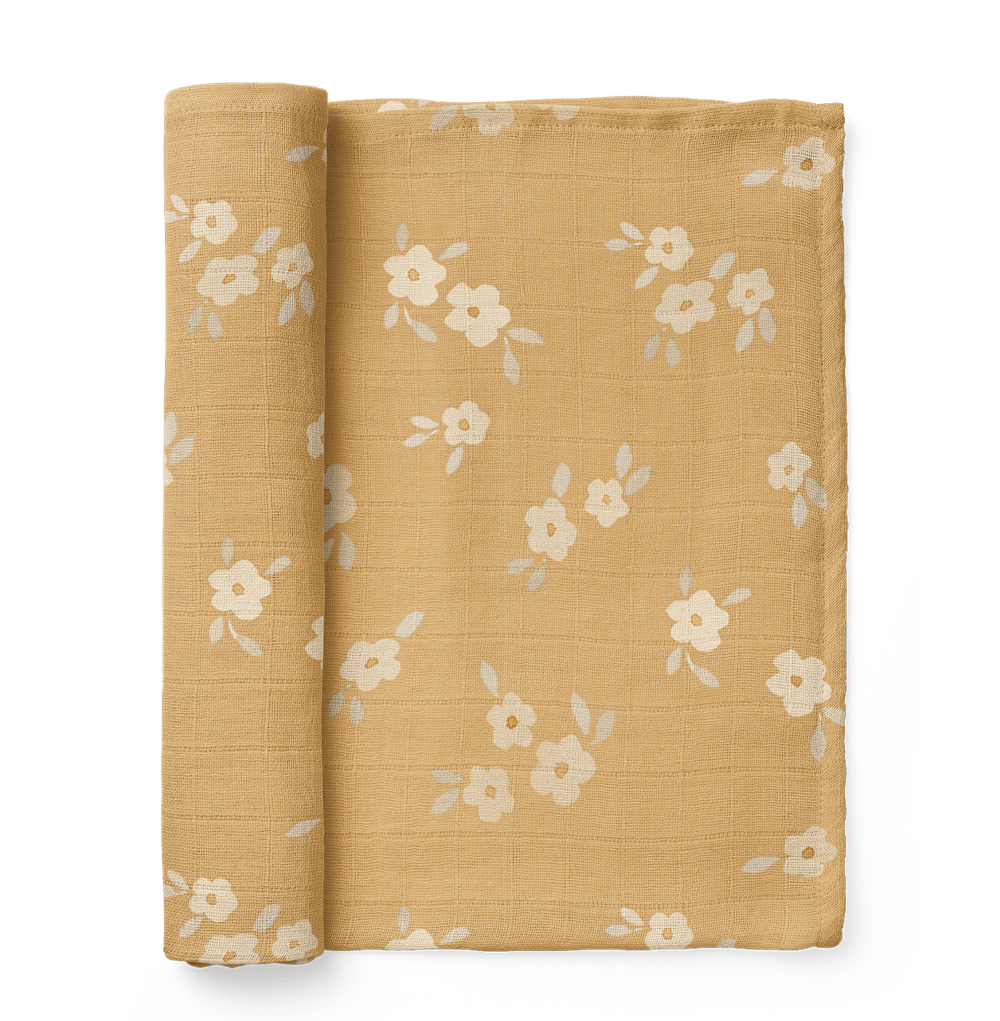 best seller yellow muslin blanket with buttercup flowers from Mini Wander