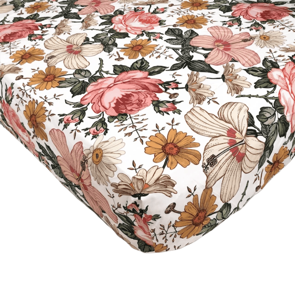 Vintage floral top crib sheet