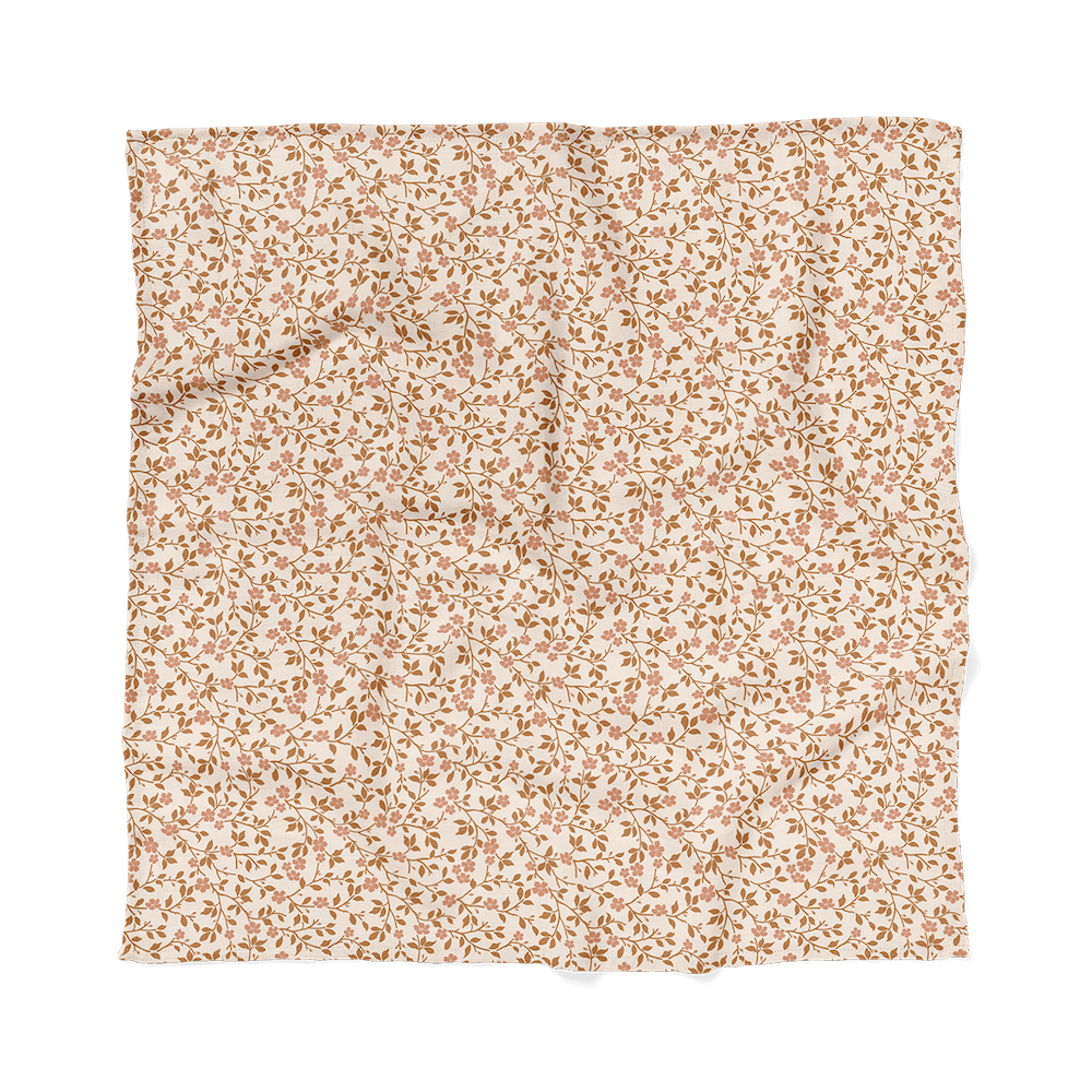 magnolia tree brown swaddle blanket laid flat
