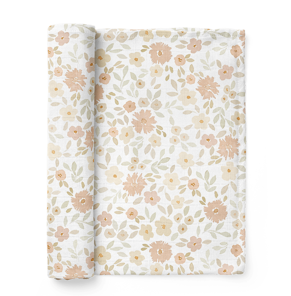 watercolor nursery art meadow cream swaddle