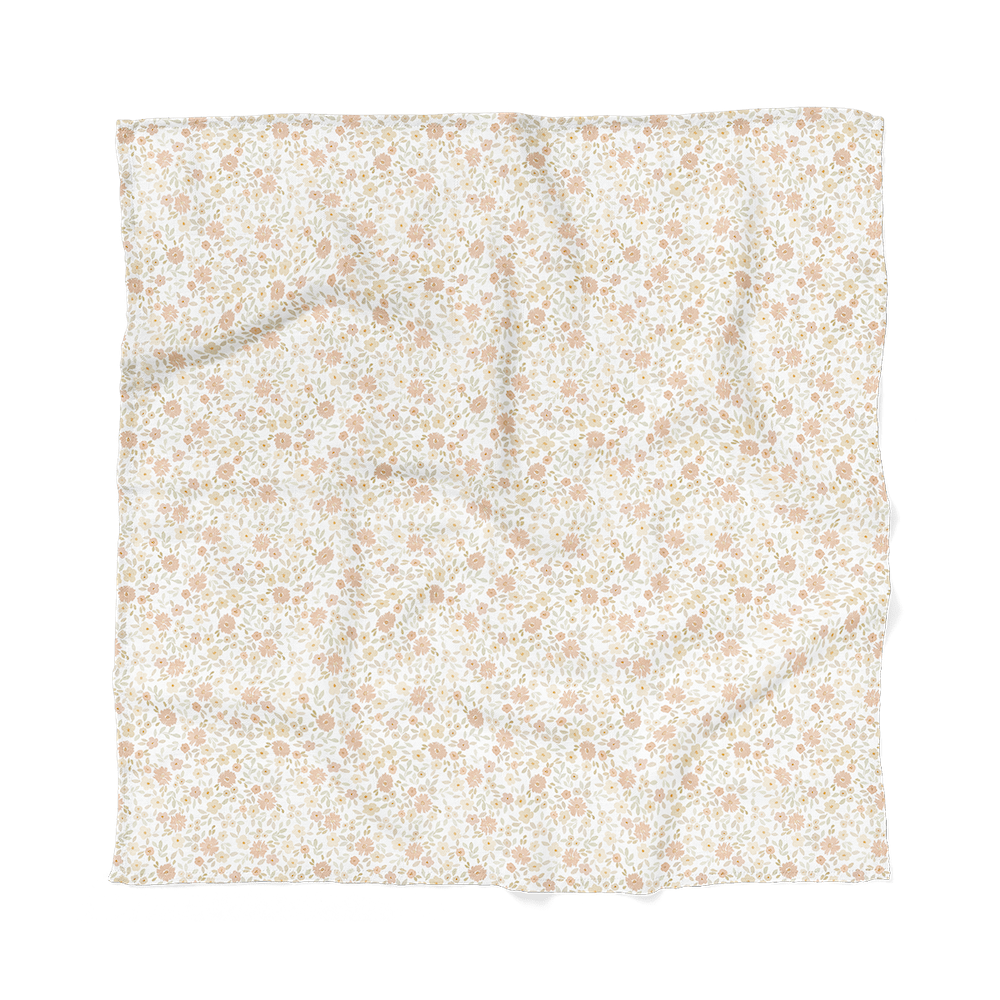 meadow cream muslin swaddles in natural cotton laid flat showing the watercolor nursery art