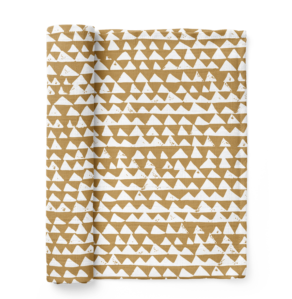 Mountains Checkered Triangle Honey Gold Swaddle