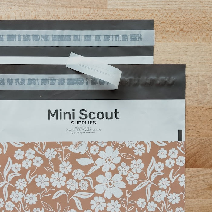 10x13 - Poly Mailer: Floral Block Print (Dusty Pink)