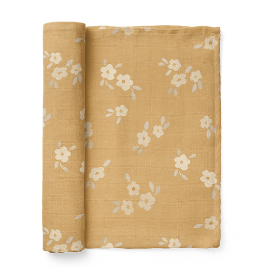 best seller yellow muslin blanket with buttercup flowers from Mini Wander