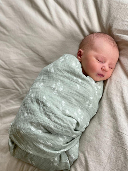 newborn baby boy photo with a soft cotton receiving blanket