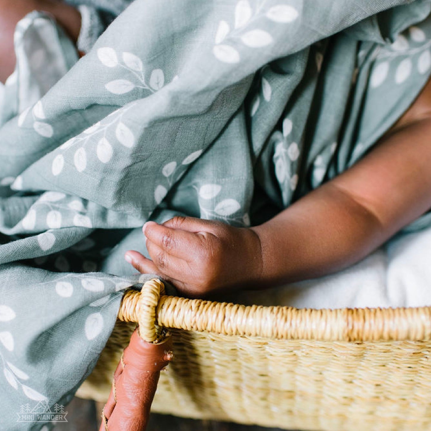 Swaddle Leaves Stormy Blue
